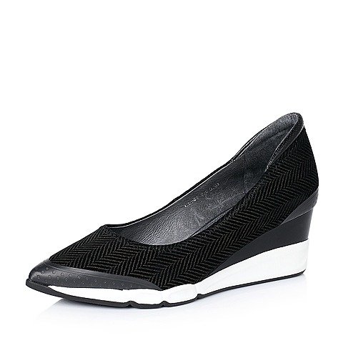 Millie's/妙丽秋专柜同款黑色羊绒皮女单鞋LB904CQ6