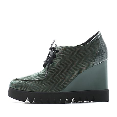 millie's/妙丽秋专柜同款墨绿色羊皮女皮鞋LJ221CM6