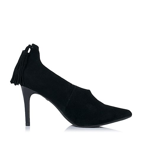 millie's/妙丽秋专柜同款黑色羊皮女单鞋LXX36CQ6