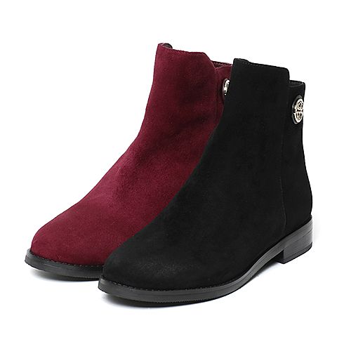 millie's/妙丽冬季专柜同款大红色羊皮女皮靴LTW50DD6