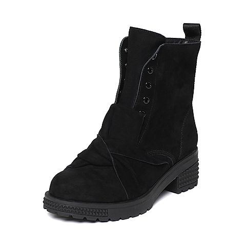 millie's/妙丽冬季专柜同款黑色羊皮女皮靴LXF49DD6