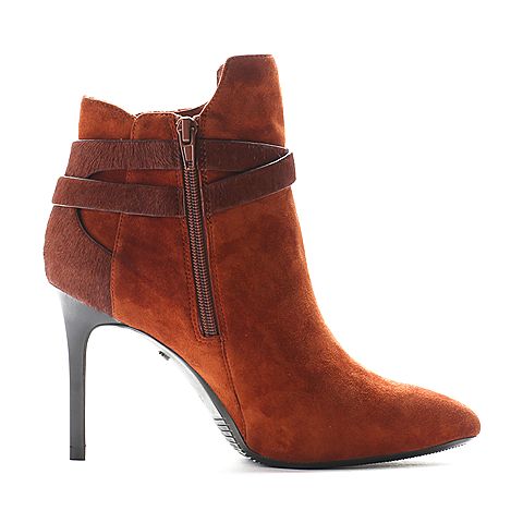 millie's/妙丽冬季专柜同款红棕色时尚女皮靴LXM65DD6