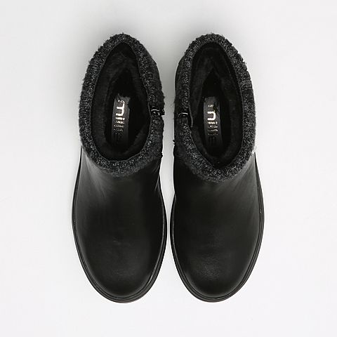 millie's/妙丽冬季专柜同款黑/灰黑色女皮靴(仿毛里)LJ740DD6