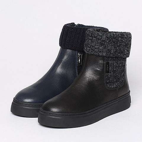 millie's/妙丽冬季专柜同款黑/灰黑色女皮靴(仿毛里)LJ740DD6