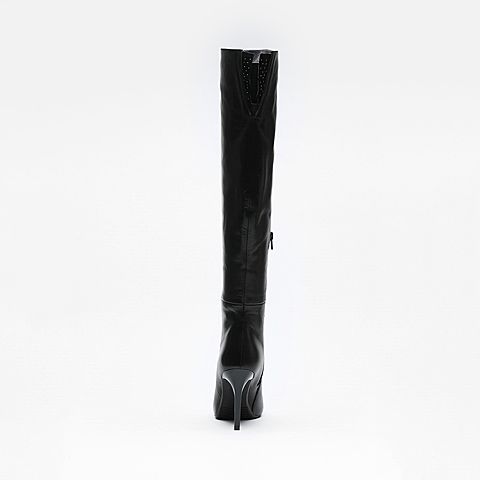millie's/妙丽冬季专柜同款黑色牛皮女皮靴LXM82DC6