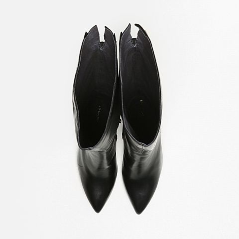 millie's/妙丽冬季专柜同款黑色牛皮女皮靴LXM82DC6