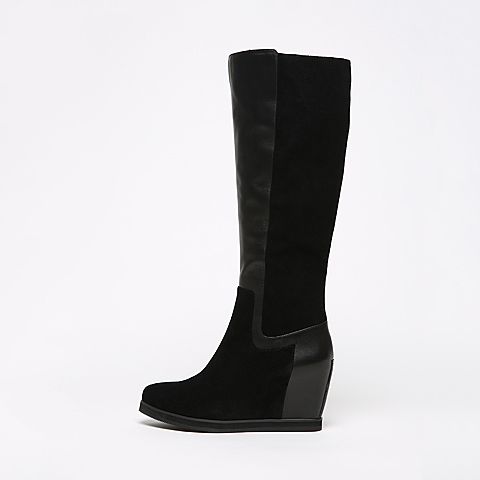 millie's/妙丽冬季专柜同款黑色牛皮女皮靴LRX73DG6