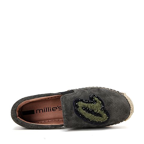 millie's/妙丽秋季专柜同款深灰色羊皮女皮鞋LCL30CM6