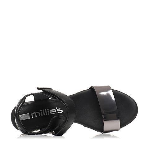 millie's/妙丽夏专柜同款羊皮/牛皮坡跟女凉鞋LG202BL6