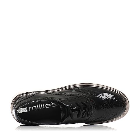 millie's/妙丽专柜同款漆牛皮英伦风休闲女深口单鞋LWS26AM6