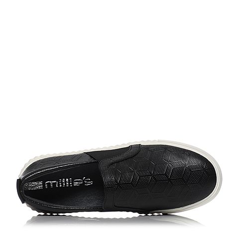 Millie's/妙丽专柜同款黑色牛皮女休闲单鞋LE725AM6