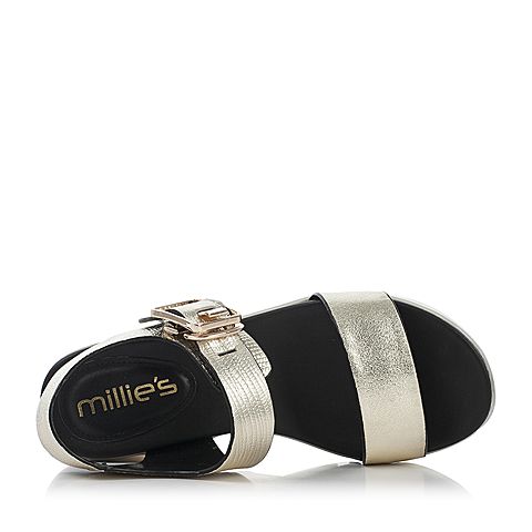 Millie's/妙丽夏专柜同款羊皮/牛皮女凉鞋P2388BL6