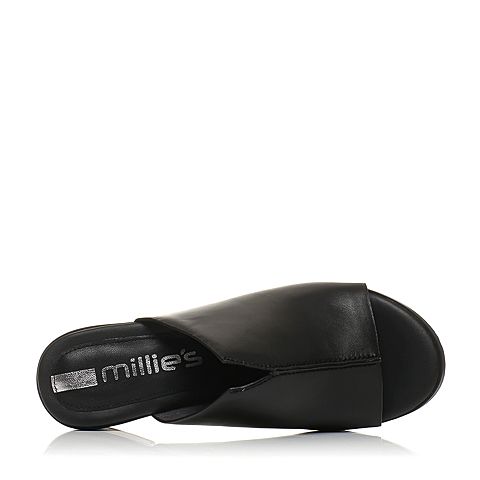 millie's/妙丽夏季专柜同款牛皮时尚粗跟女凉拖鞋LN401BT7