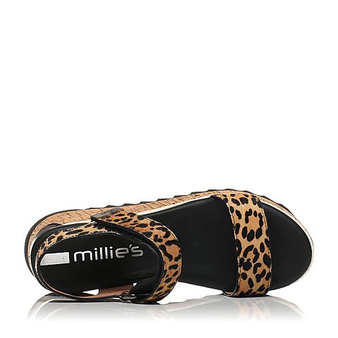 millie's/妙丽夏季专柜同款马毛皮女凉鞋LH505BL7