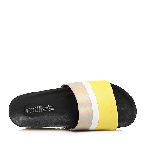 millie's/妙丽夏季专柜同款羊皮/牛皮时尚厚底女凉拖鞋LU306BT8