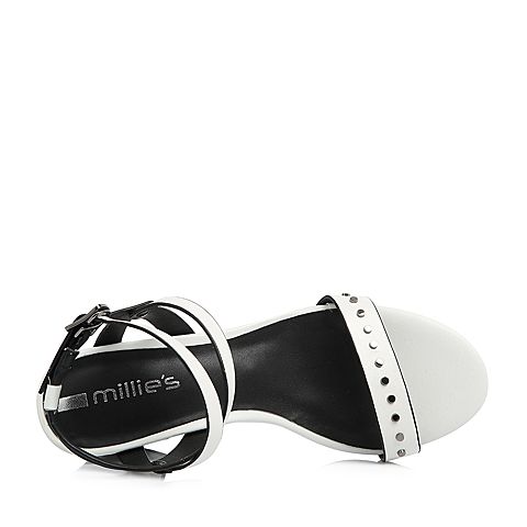 millie's/妙丽夏季专柜同款牛皮时尚粗跟女凉鞋LM506BL8