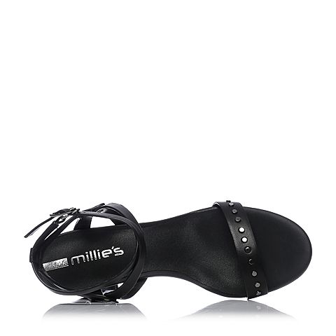 millie's/妙丽夏季专柜同款牛皮时尚粗跟女凉鞋LM506BL8