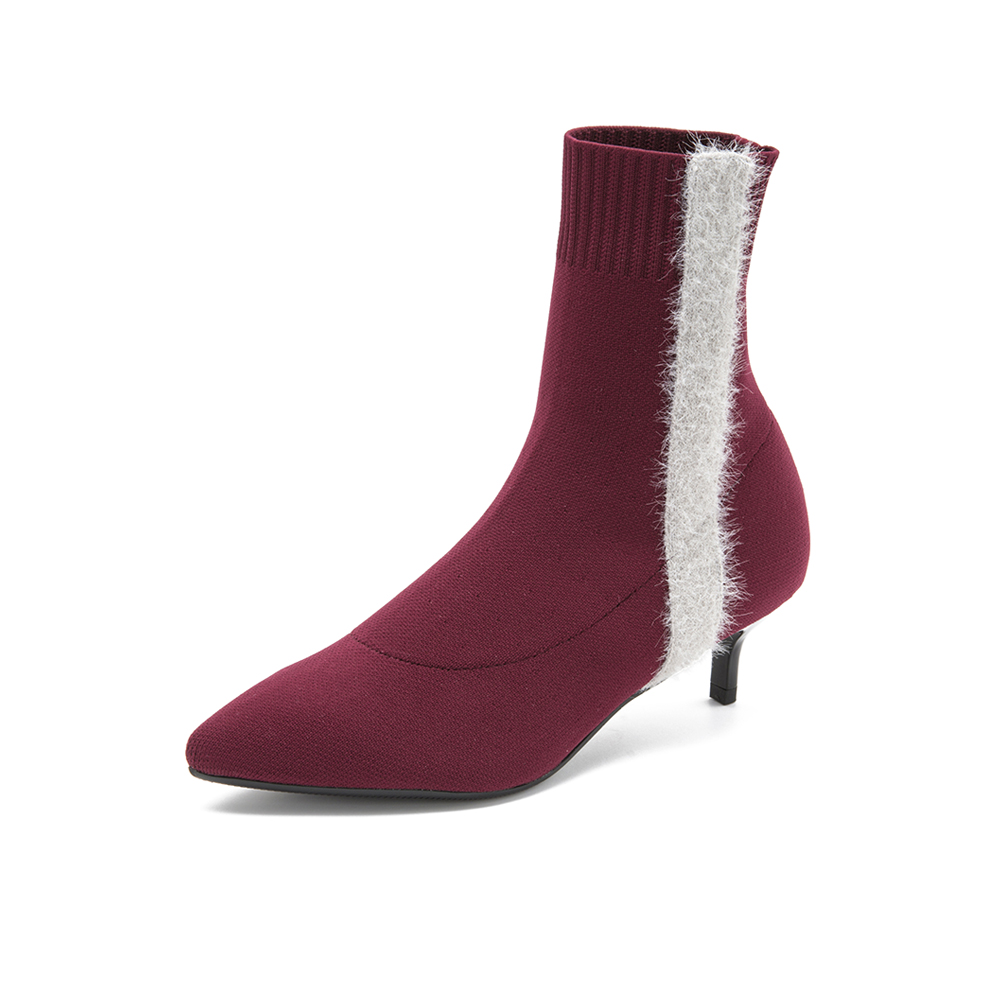 millie's/妙丽冬季专柜同款编织布时尚袜靴细跟女中靴LQ360DZ8