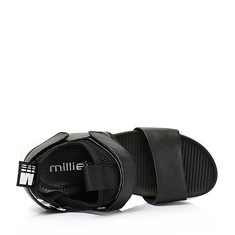 millie's/妙丽夏季专柜同款牛皮网布魔术贴厚底女凉鞋S2350BL8