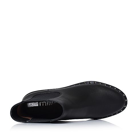 millie's/妙丽冬季专柜同款牛皮铆钉时尚方跟女短靴QY559DD8