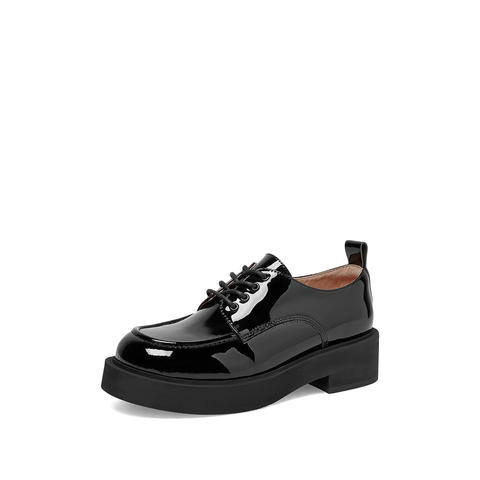 millie's妙丽2023春商场同款漆牛皮学院风布洛克女单鞋H0691AM3