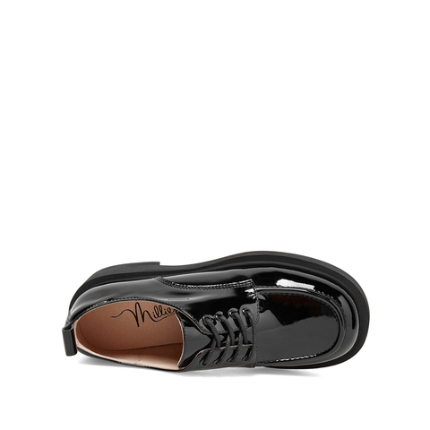 millie's妙丽2023春商场同款漆牛皮学院风布洛克女单鞋H0691AM3