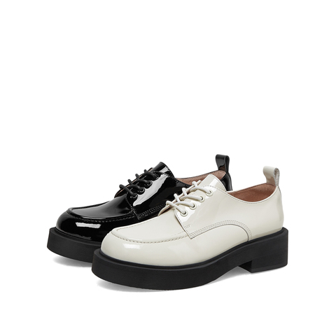 millie's妙丽2023春商场同款漆牛皮学院风布洛克女单鞋H0691AM3