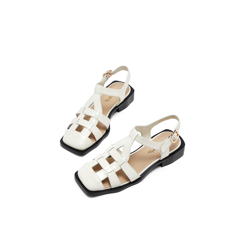 millie's妙丽2024年夏季平底舒适复古编织猪笼凉鞋女A1153BH4