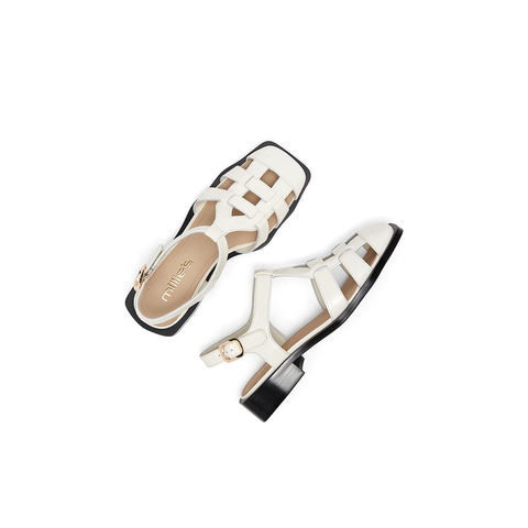 millie's妙丽2024年夏季平底舒适复古编织猪笼凉鞋女A1153BH4