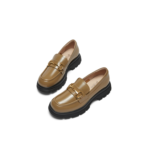 millie's妙丽2024年春季乐福鞋复古一脚蹬粗跟单鞋96328AA4