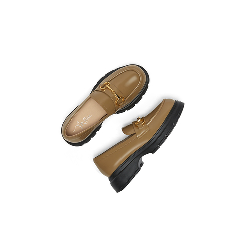 millie's妙丽2024年春季乐福鞋复古一脚蹬粗跟单鞋96328AA4