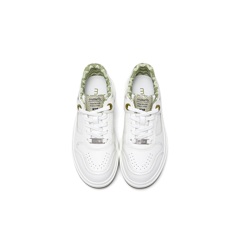 millie's妙丽牛皮拼接厚底板鞋休闲百搭运动小白鞋女款39161AM4