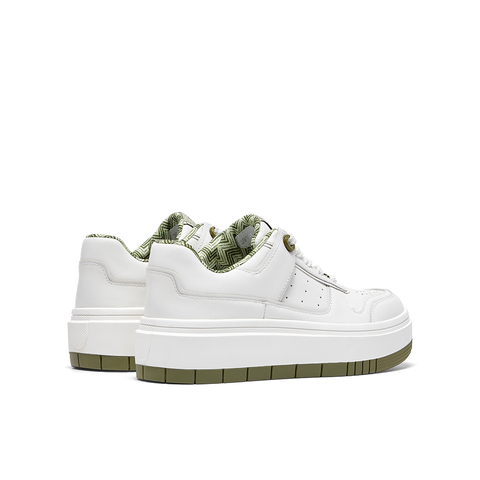 millie's妙丽牛皮拼接厚底板鞋休闲百搭运动小白鞋女款39161AM4