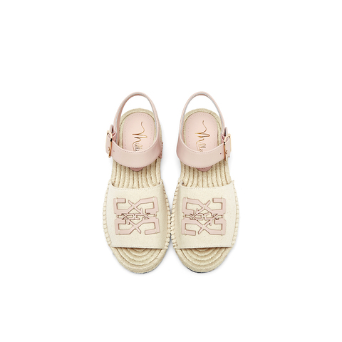 millie's妙丽2024夏时尚复古编织底金属扣舒适凉鞋女XL083BL4