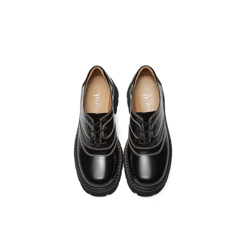 millie's妙丽2024秋季上班通勤舒适圆头德比鞋单鞋女LDQ03CA4