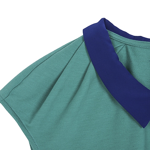 MOUSSY 专柜同款 女款绿色翻领底摆缩口短袖T恤0106SA30-2670