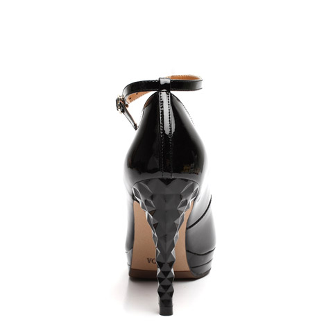 Senda/森达秋季漆皮防水台系踝高跟鞋黑色4IW61CQ2婚鞋系列