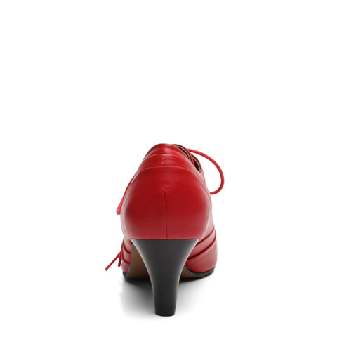 SENDA/森达 及踝靴秋季素面纯皮简约高跟踝靴红色4JS61CM2