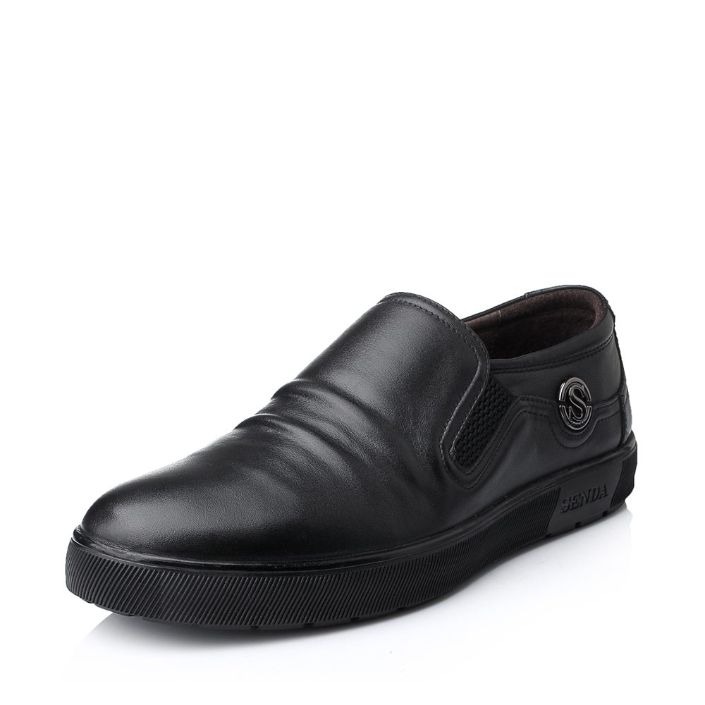 Senda/森达秋季专柜同款黑色牛皮商务休闲男单鞋1CK08CM4