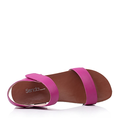 SENDA/森达桃红色牛皮108-6BL4女凉鞋夏季简单超舒适软底时尚休闲女鞋