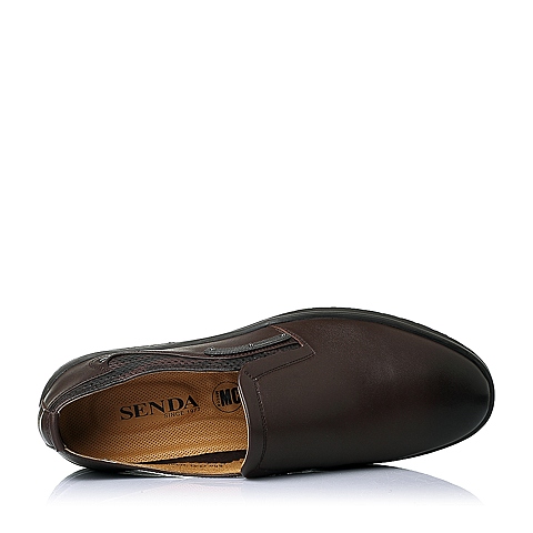 Senda/森达春季专柜同款棕色打蜡牛皮休闲男单鞋1EH02AM5
