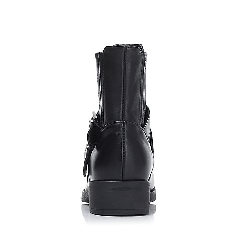 Senda/森达冬季专柜同款黑色软牛皮女靴M3R41DD5