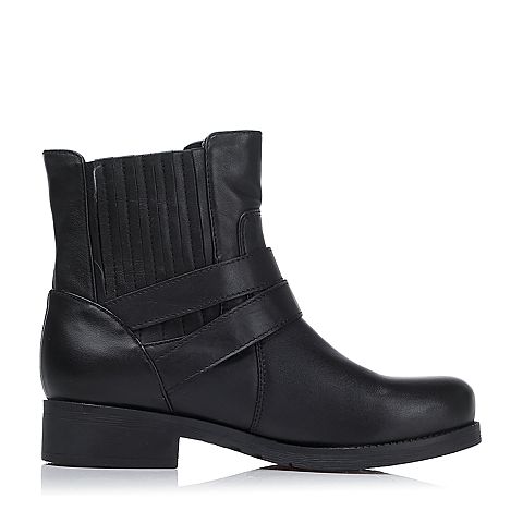 Senda/森达冬季专柜同款黑色软牛皮女靴M3R41DD5
