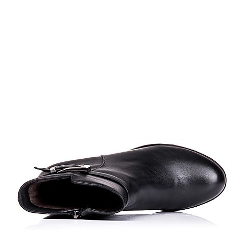 Senda/森达冬季专柜同款黑色牛皮女靴3PL24DD5