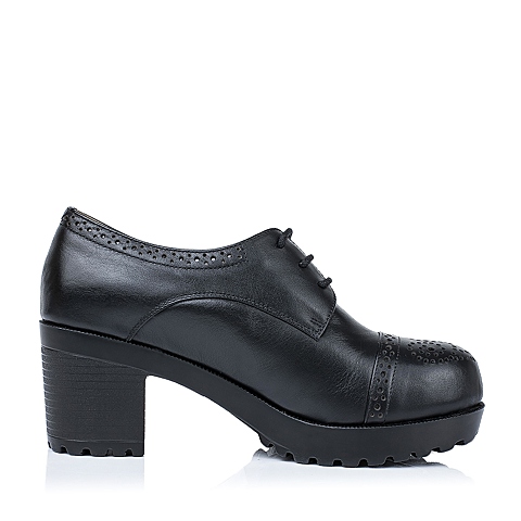 Senda/森达秋季专柜同款黑色蜡牛皮女单鞋A3O24CM5