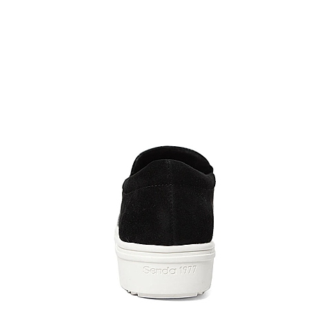 Senda/森达秋季专柜同款黑色羊绒皮/黑漆牛皮女单鞋K3I03CM5