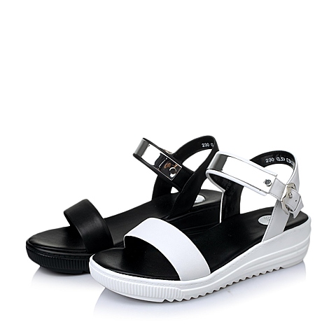 Senda/森达夏季专柜同款白色软牛皮女凉鞋E3X03BL5