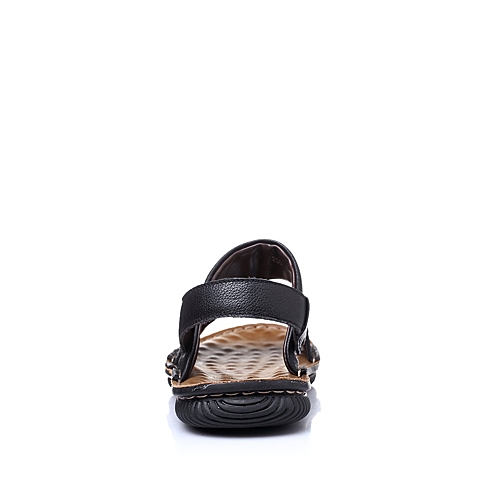 Senda/森达夏季专柜同款黑色压纹牛皮男凉鞋FR103BL5