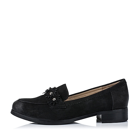 Senda/森达秋季专柜同款黑色鞣羊皮浅口女单鞋K3A02CQ5