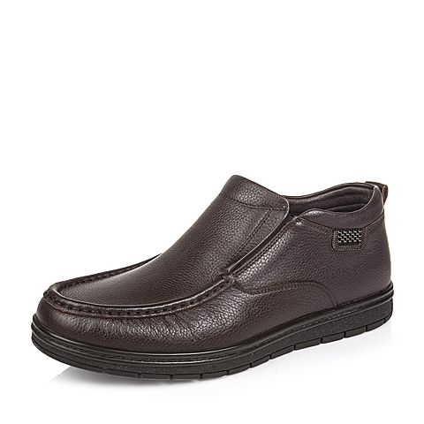 SENDA/森达冬季专柜同款棕色摔压纹牛皮男皮靴（绒里）HH144DD5